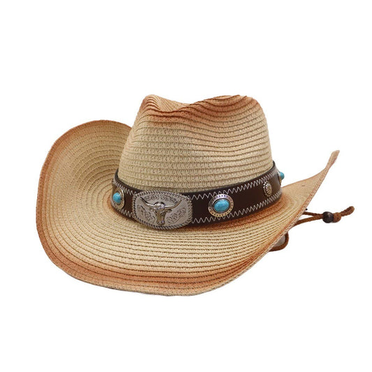 Unisex Spray-Painted Western Cowboy Beach Hat_CWAH04488