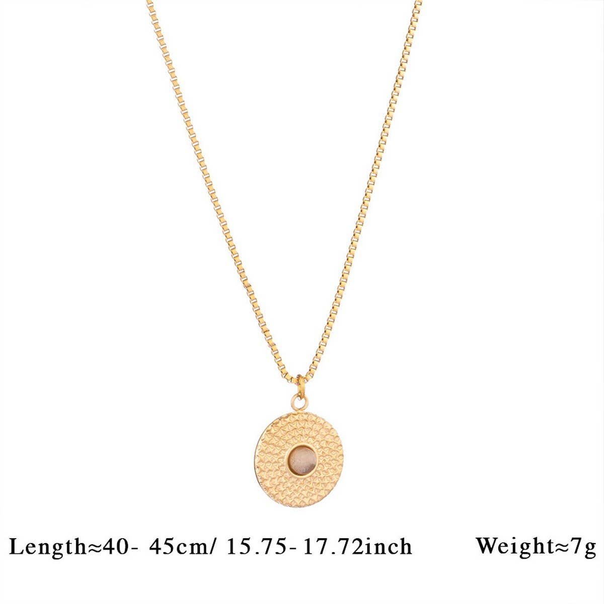 Vintage Stone Pendant Necklace Stainless Steel