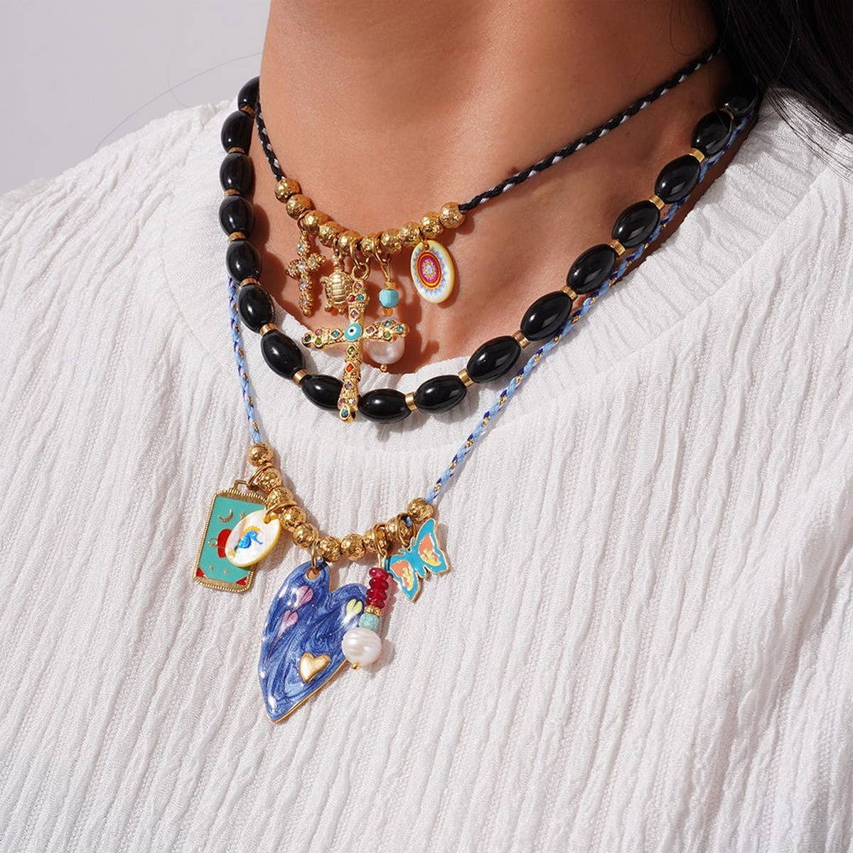 Zircon Cross Tarot Necklace with Natural Stone_CWMM7523