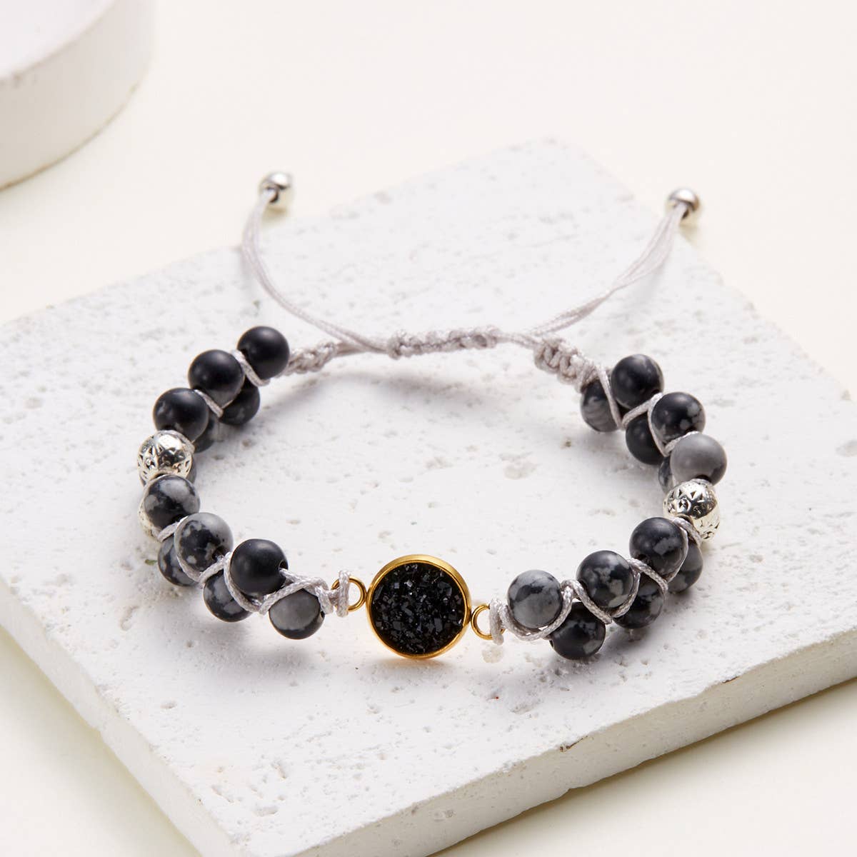 HAND WOVEN ROUND STONE BRACELET