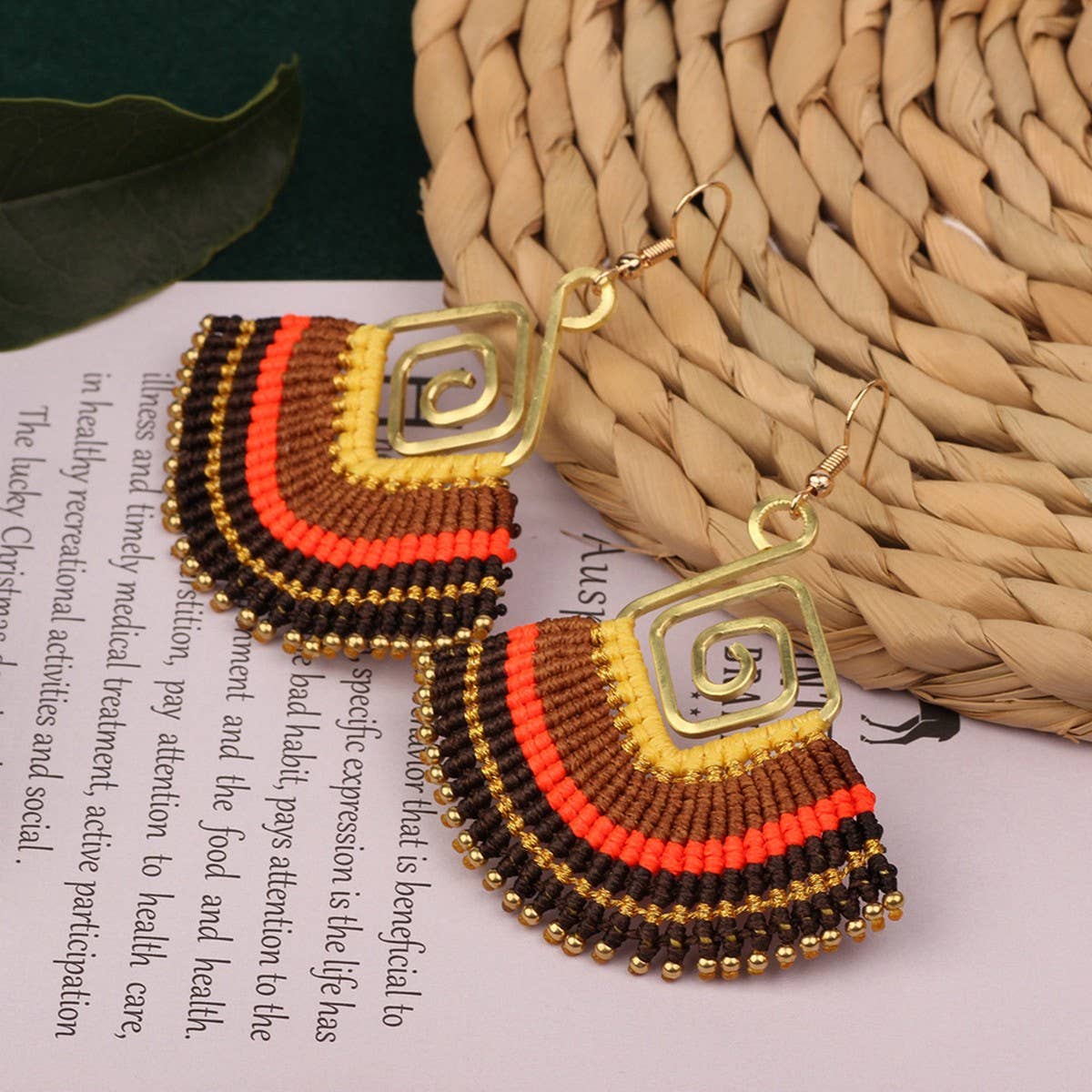 HIGH-GRADE NATURAL STONE WOVEN COLORFUL EARRINGS