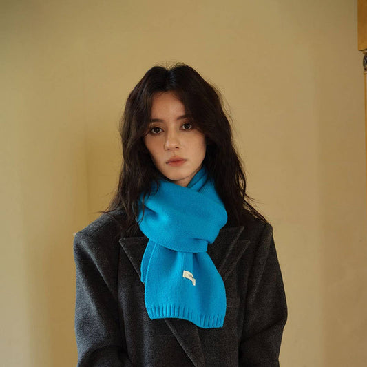 100% Wool Aurora Blue Knit Scarf - Soft & Warm_CWASC2285