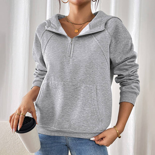 HOODED AND FLEECE THICKENED SOLID COLOR HOODIE