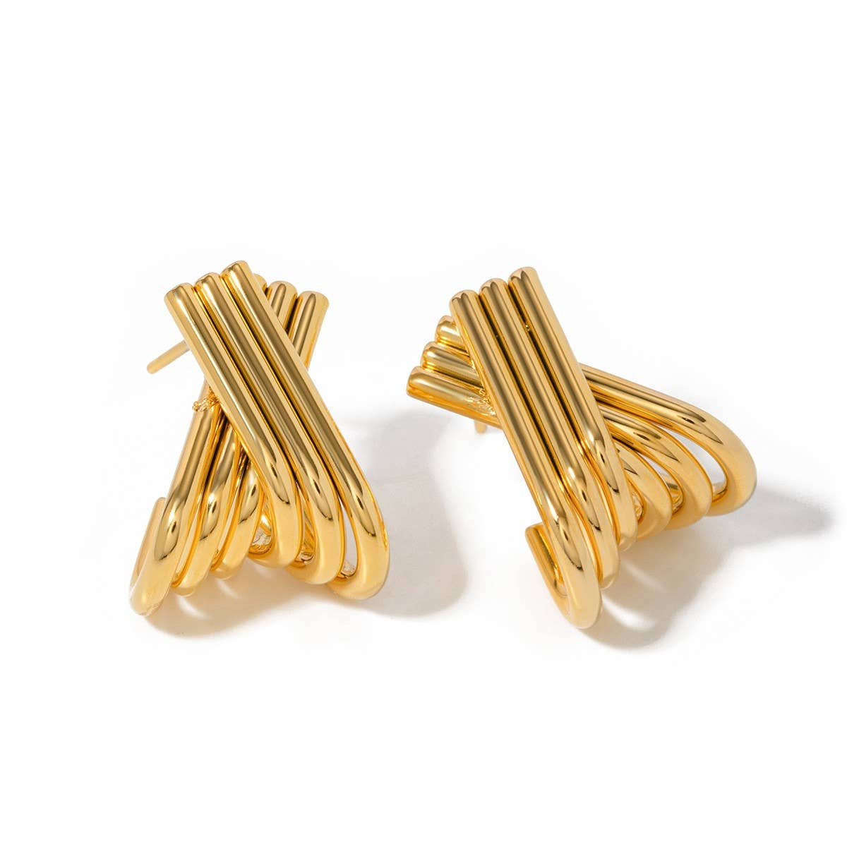 TEMPERAMENTAL SIMPLE LINES X-SHAPED EARRINGS