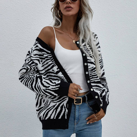 Cardigan Crewneck Sweater For Women_Cwocal0649