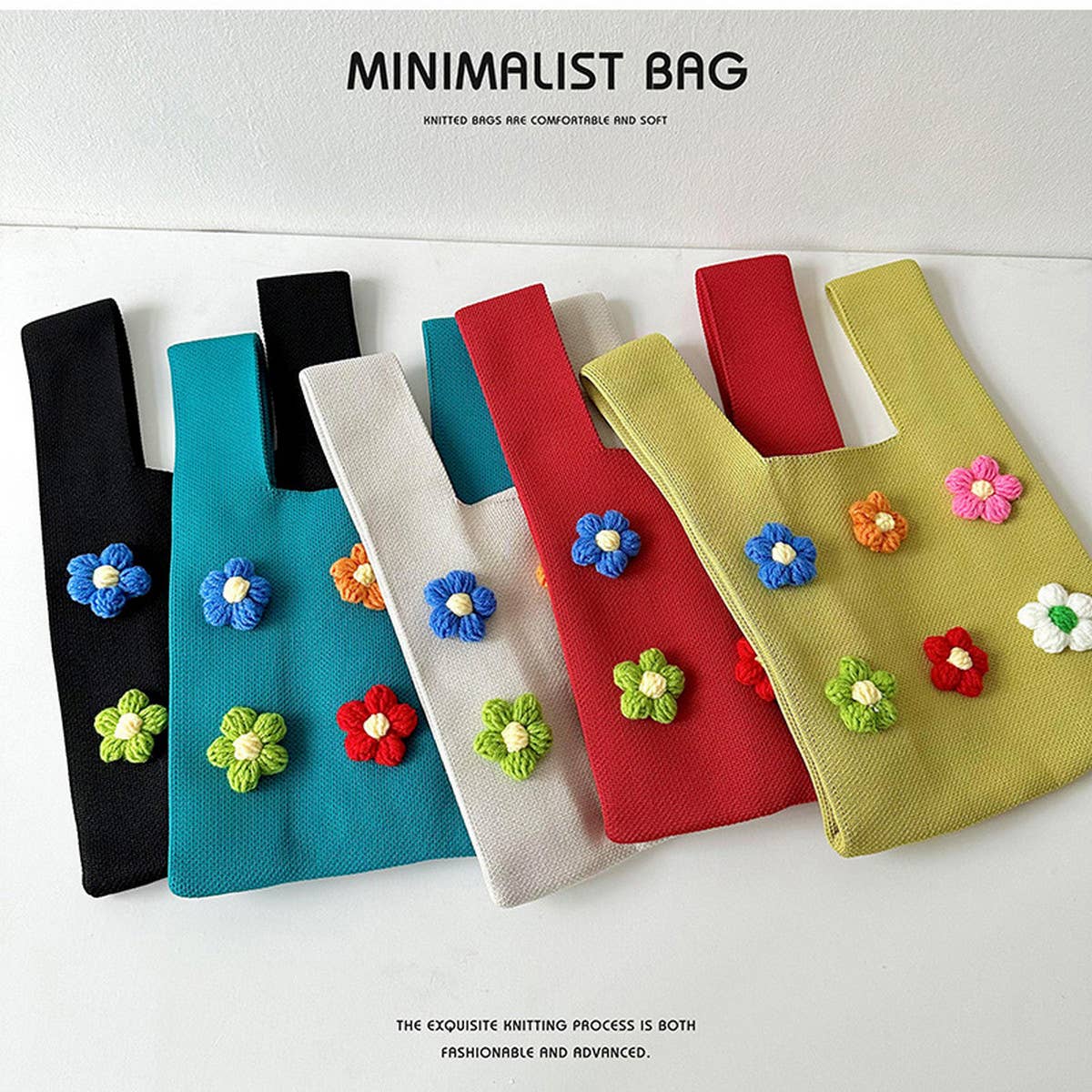 CUTE COLORFUL FLOWER KNITTED SHOULDER BAG HANDBAG_CWAB1505