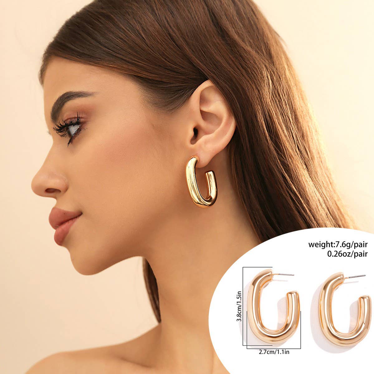 METAL WIND CIRCULAR RING THICK CHAIN EARRINGS