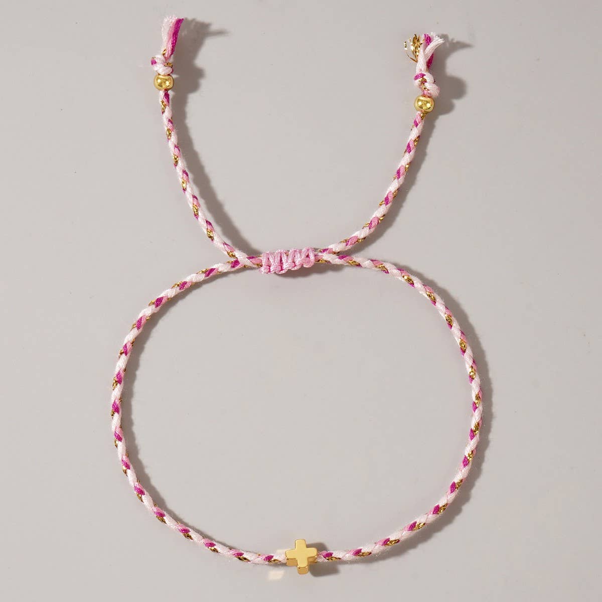 DIY HANDMADE FOUR-COLOR COTTON CROSS BRACELET