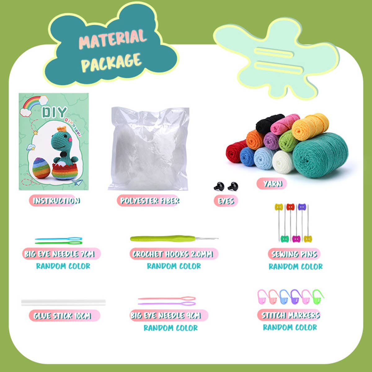 HANDMADE DIY DINOSAUR CROCHET MATERIAL KIT