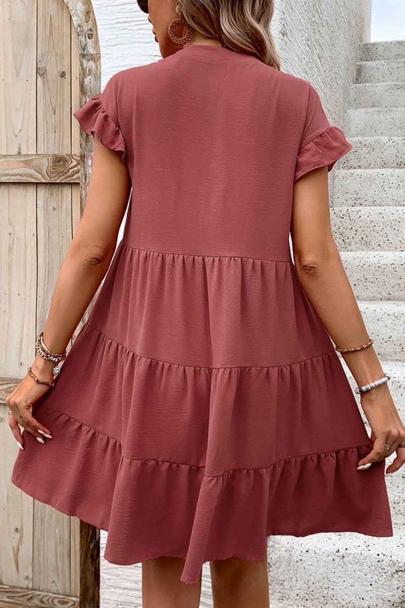 CWDSD7158_SUMMER SIMPLE CASUAL RUFFLED VERSATILE SHORT SKIRT