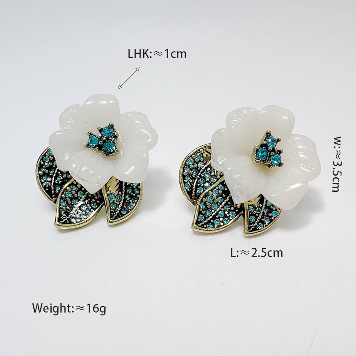 VINTAGE FLOWER ZIRCONIUM EARRINGS