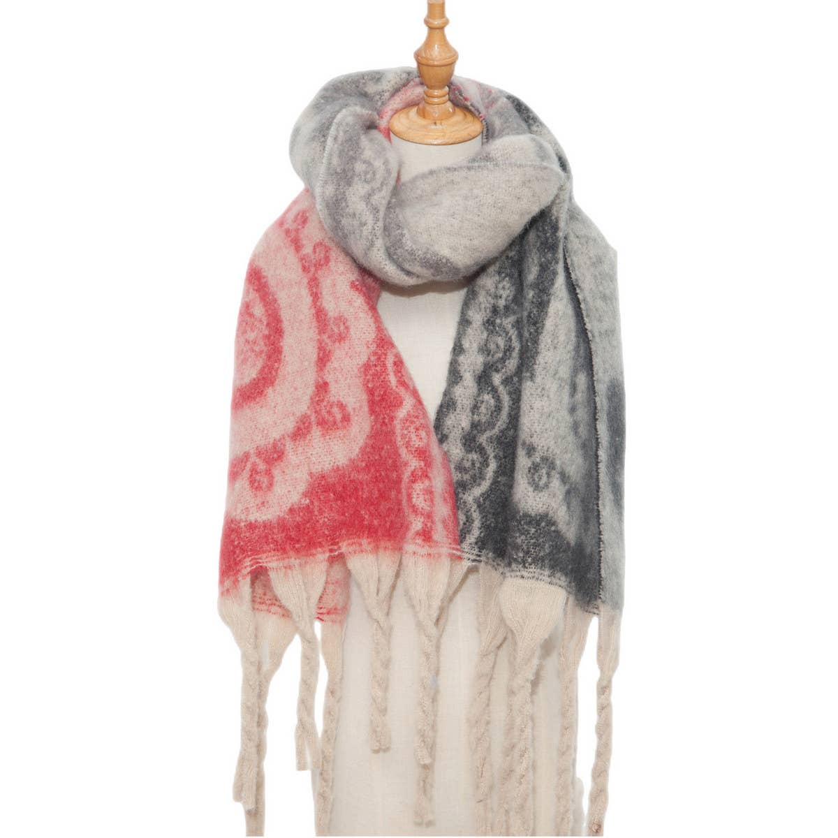 Paisley Jacquard Scarf ??Thick Fringe Winter Shawl_CWASC0857