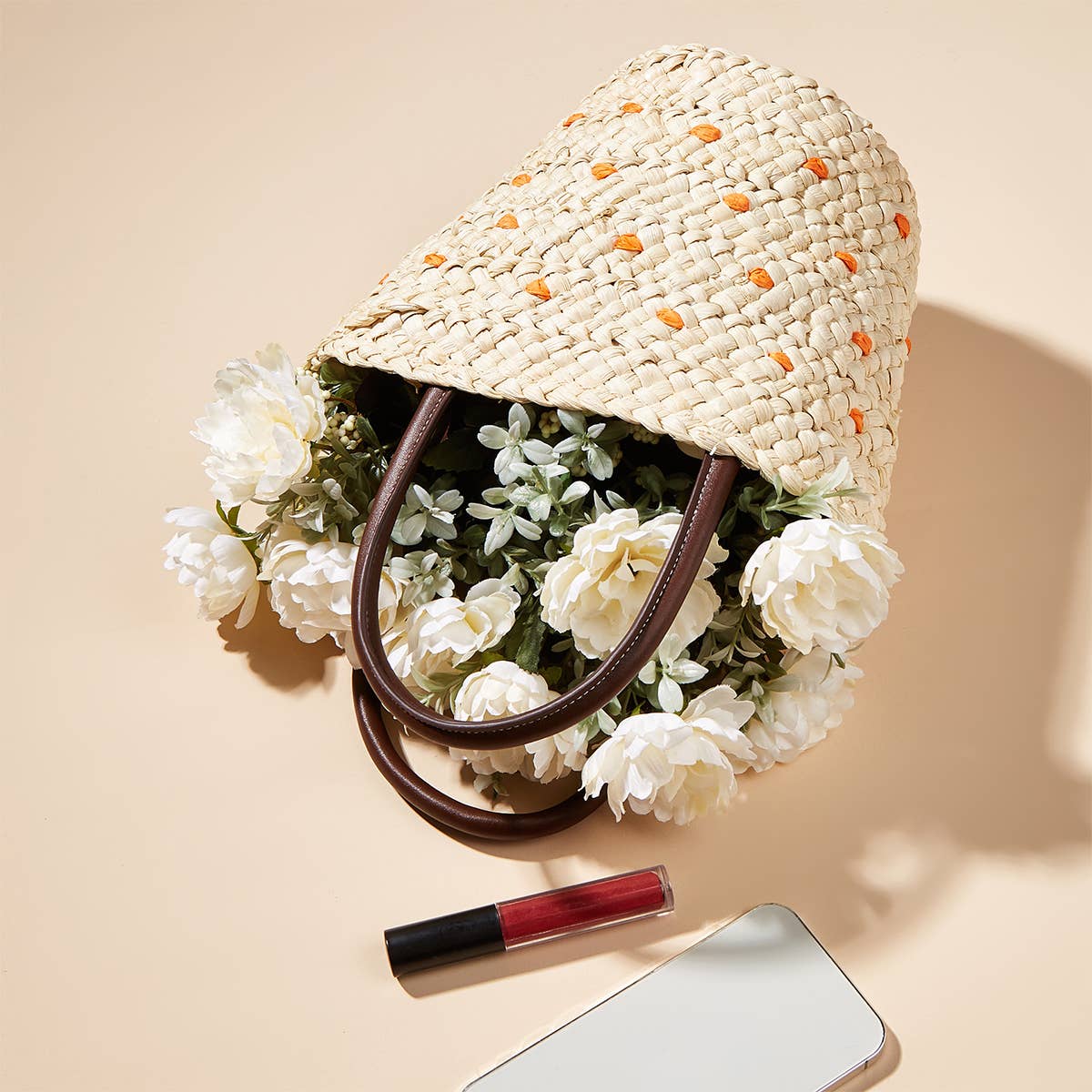 WOMEN CLUTCH RATTAN WOVEN WICKER PURSE BUCKET BAG_CWAB0820