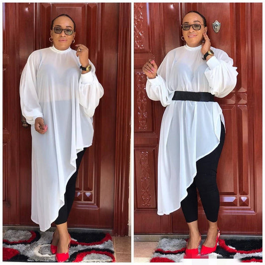 FASHION SOLID COLOR CHIFFON PLUS SIZE DRESS_CWDMD3682