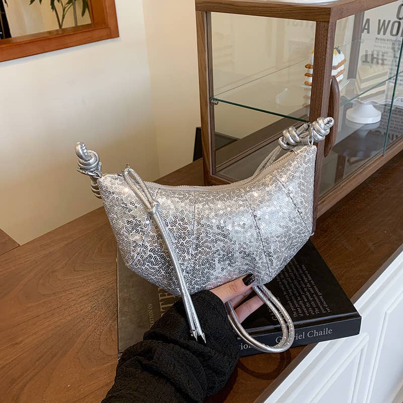 Sequined solid color personalized crossbody bag