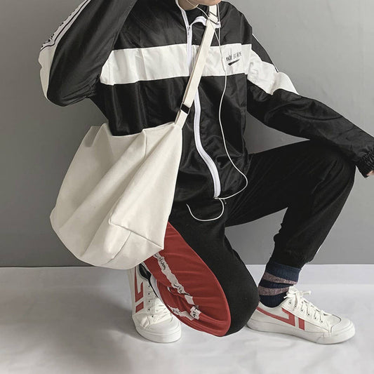 SOLID COLOR LARGE CAPACITY CROSSBODY BAG CANVAS BAG_CWAB2055