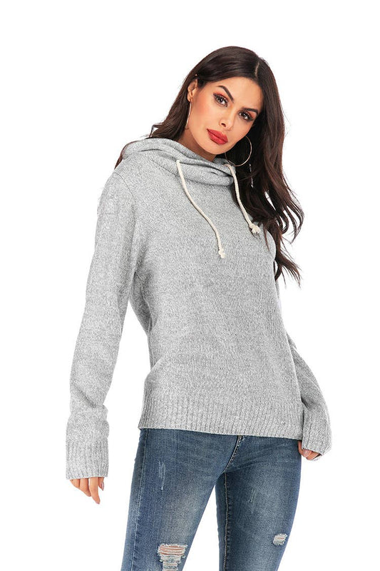 SWEATER PILE PILE COLLAR LONG SLEEVE HOODIE