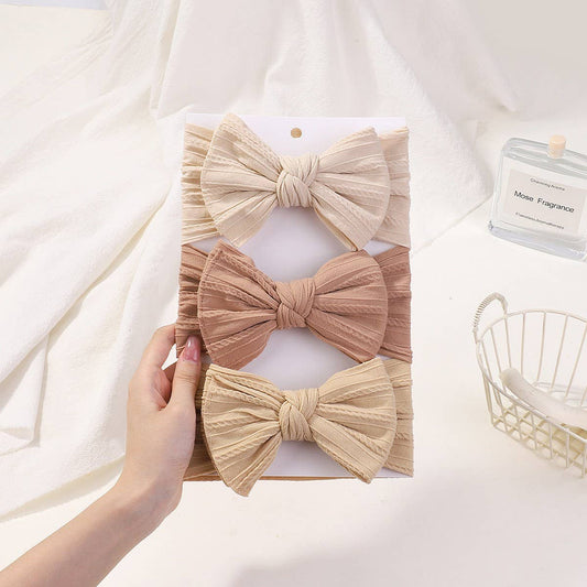 Elastic Baby Girl Bow Headbands ? 3PCS Set