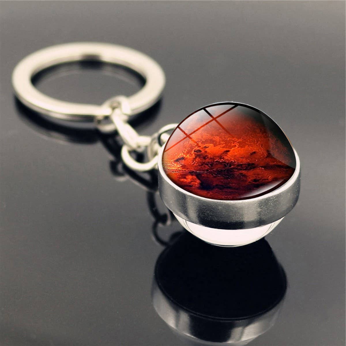 DOUBLE SIDED GLASS BALL KEYCHAIN PENDANT JEWELRY