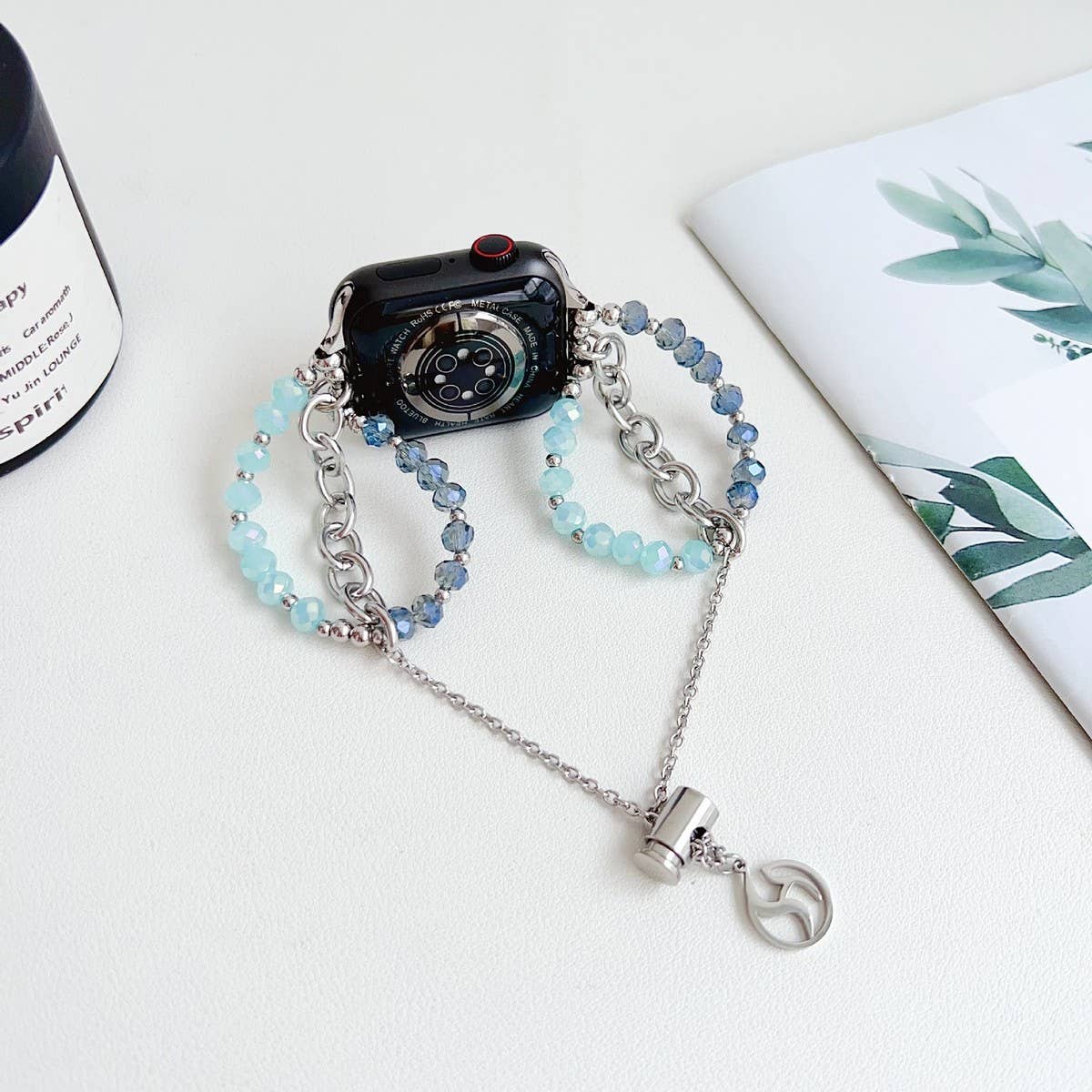 APPLE WATCH 9 STAINLESS STEEL BEADED BRACELET STRAP_CWWW0065