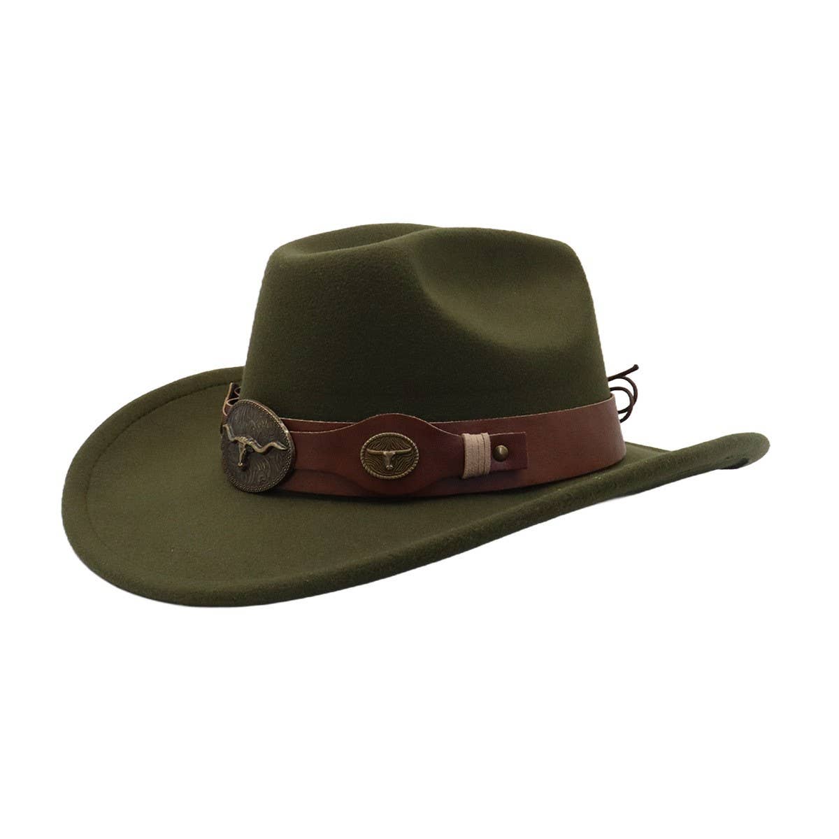 New Wool Fedora Hat Western Ethnic Cowboy Style_CWAH04500