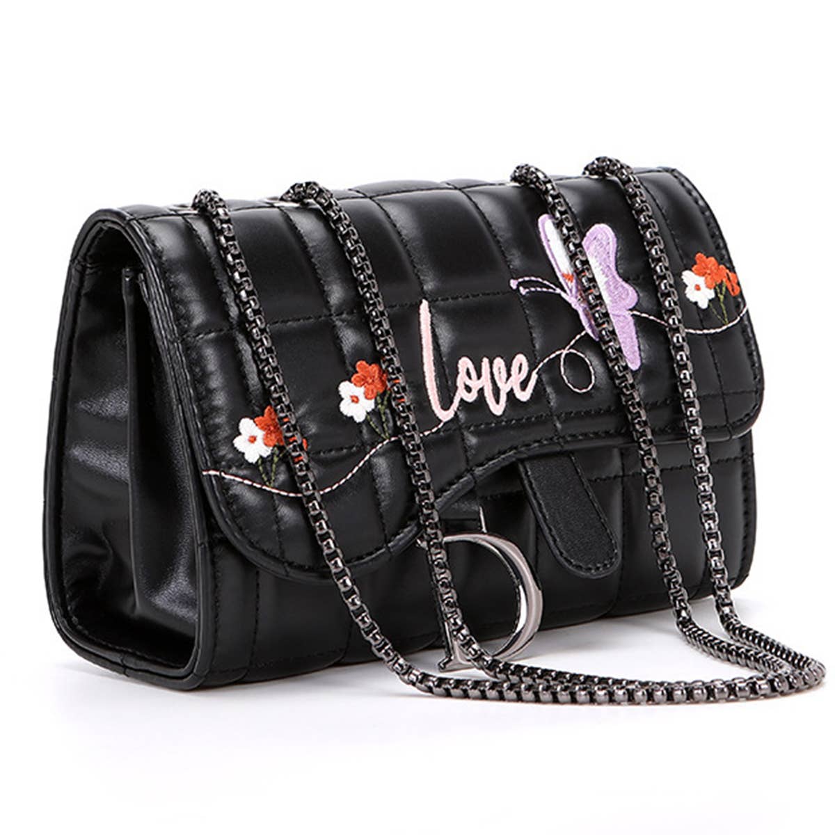 BLACK CLUTCH CHAIN CROSSBODY SHOULDER BAG_CUAB0181