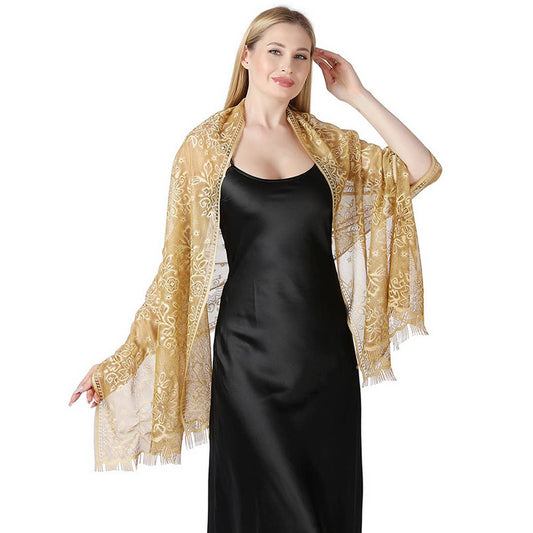 Floral Lace Tie-Dye Shawl ? Bridal Evening Wrap