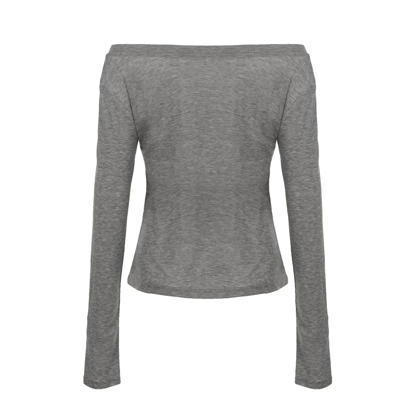 Simple long-sleeved semi-transparent blouse