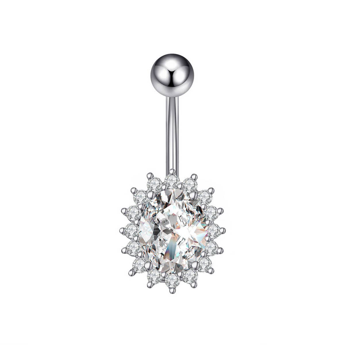 Copper Sunflower Gear CZ Belly Ring for Women