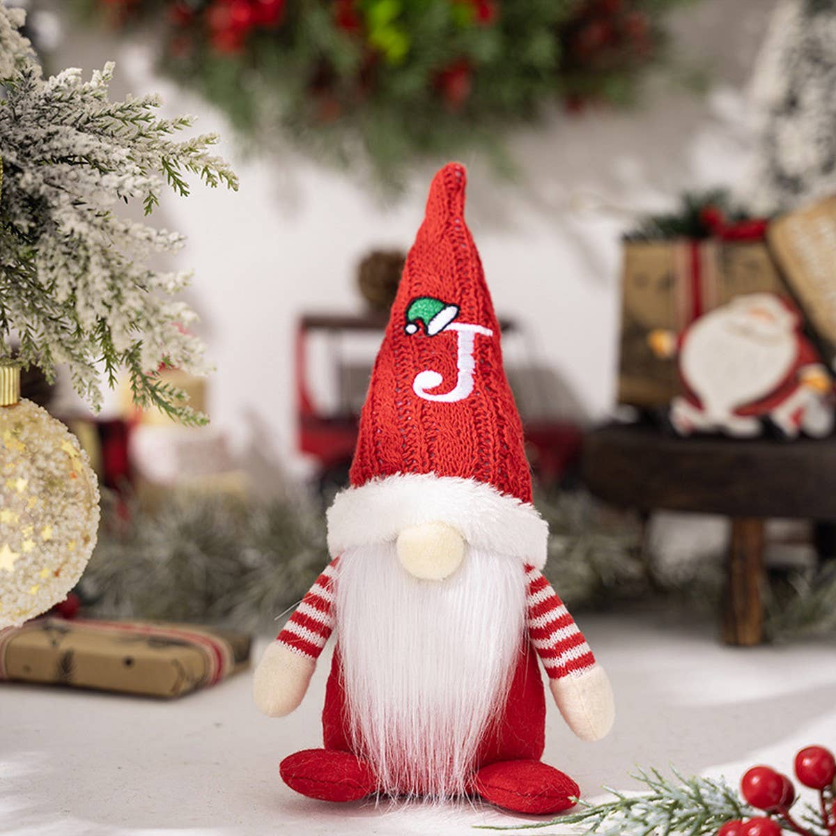 CWMM10338_CHRISTMAS KNITTED HAT GNOME RUDOLPH ORNAMENT