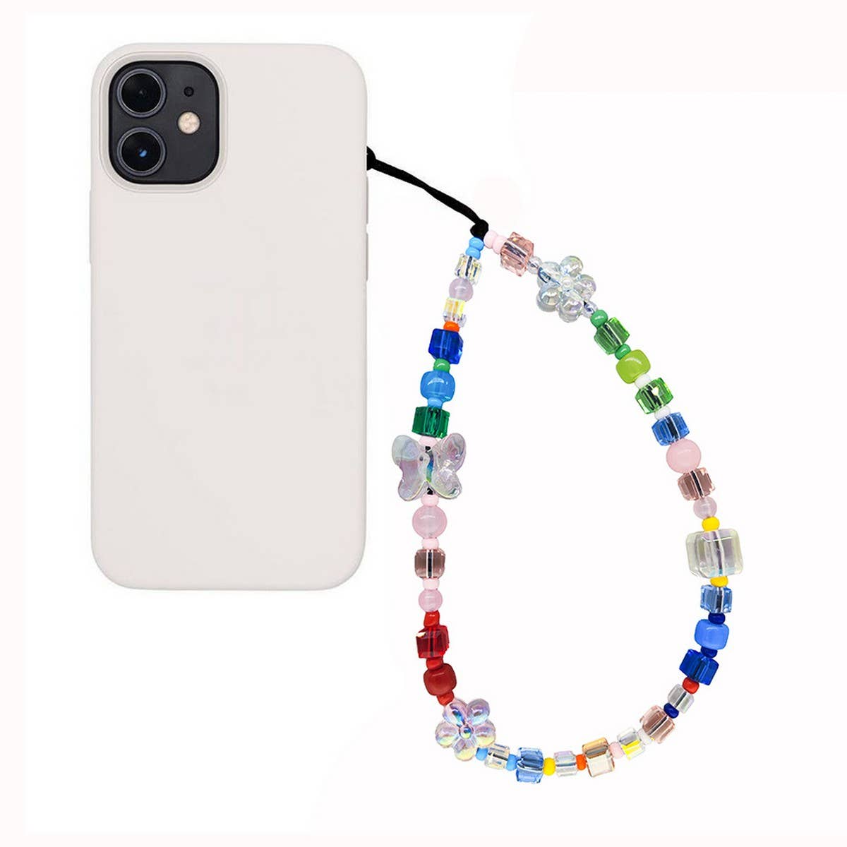 CWMM8730_BUTTERFLY COLOR BEADED PHONE STRAP