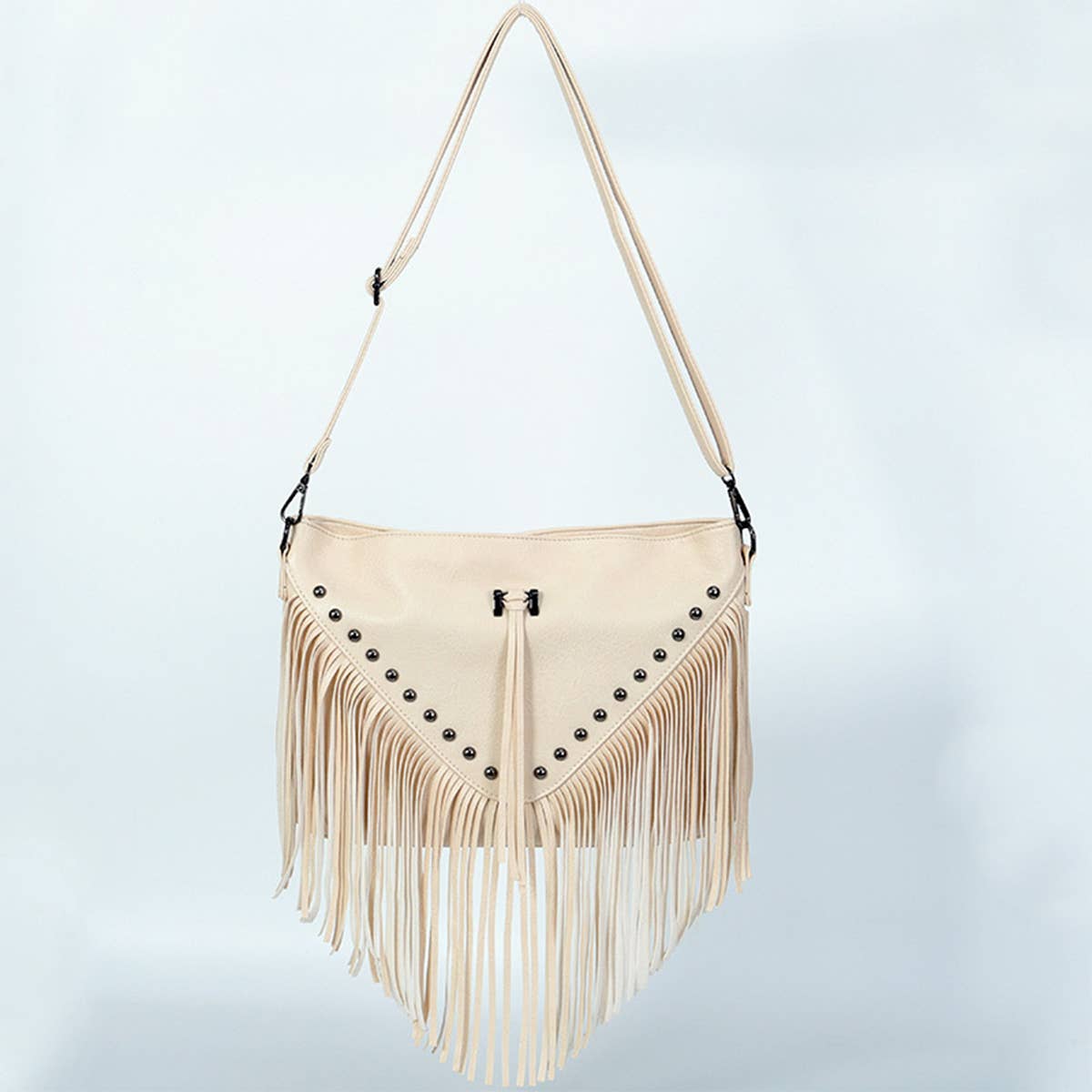 RIVET SOFT LEATHER TASSEL SHOULDER BAG_CWAB0780