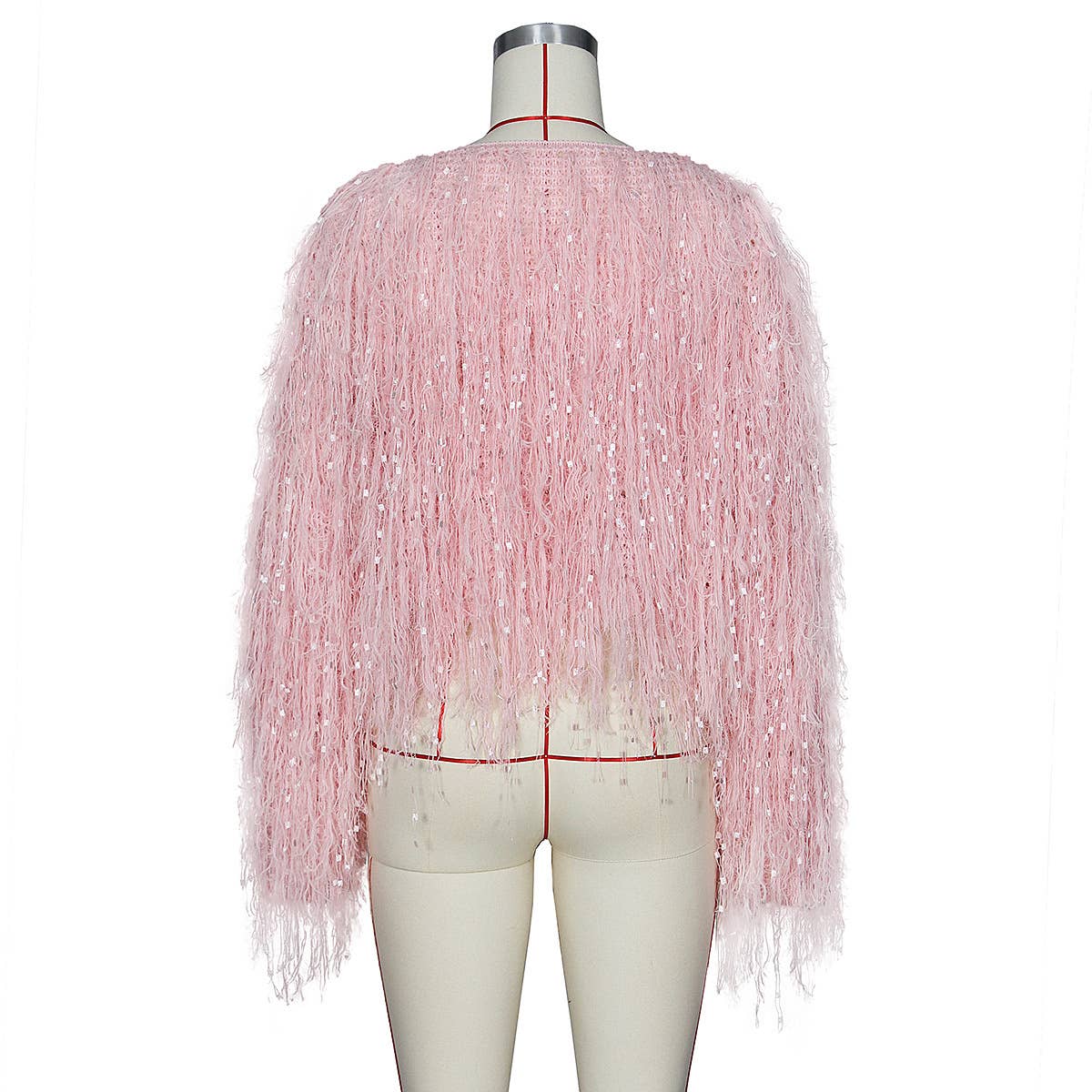 STYLISH HAND-KNITTED PULLOVER SWEATER WITH FRINGE