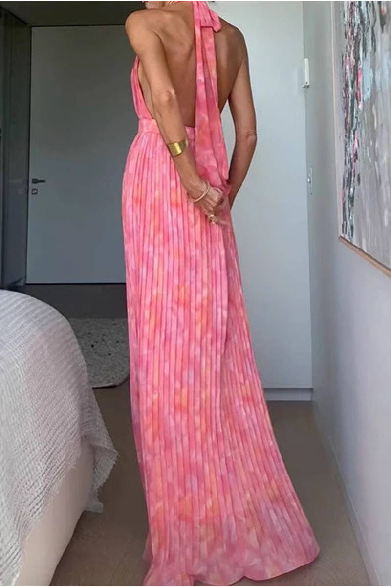 CWDMD5532_SUMMER NEW SEXY DEEP V STRAPPY BACKLESS DRESS