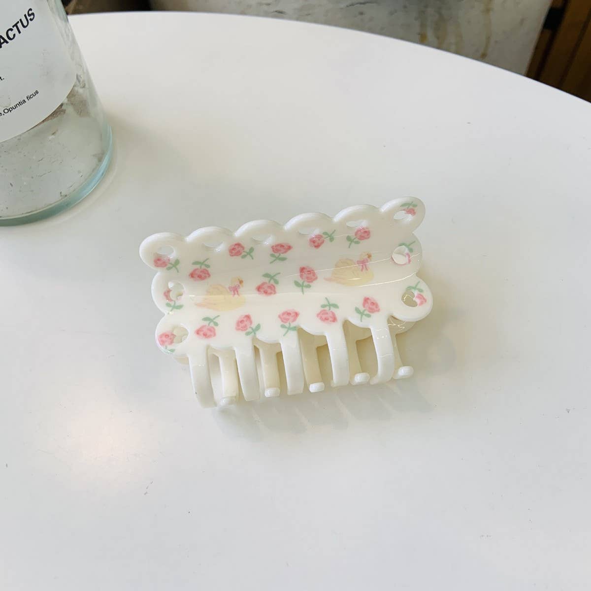 CWAHA1536_FLORAL BOW FLOWER TRIANGLE HAIR CLAW CLIP