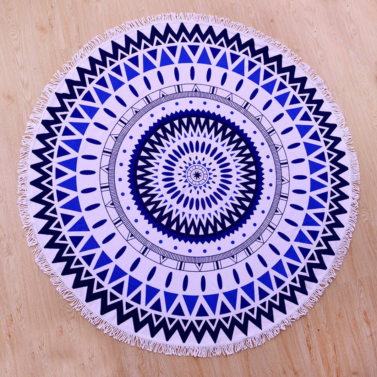 Round Microfiber Tassel Beach Towel Blanket