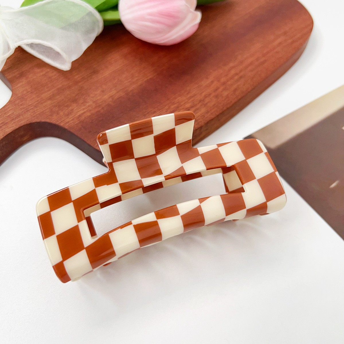 Checkerboard Hair Claw ??Candy Color Acetate Look_CWAHA0395