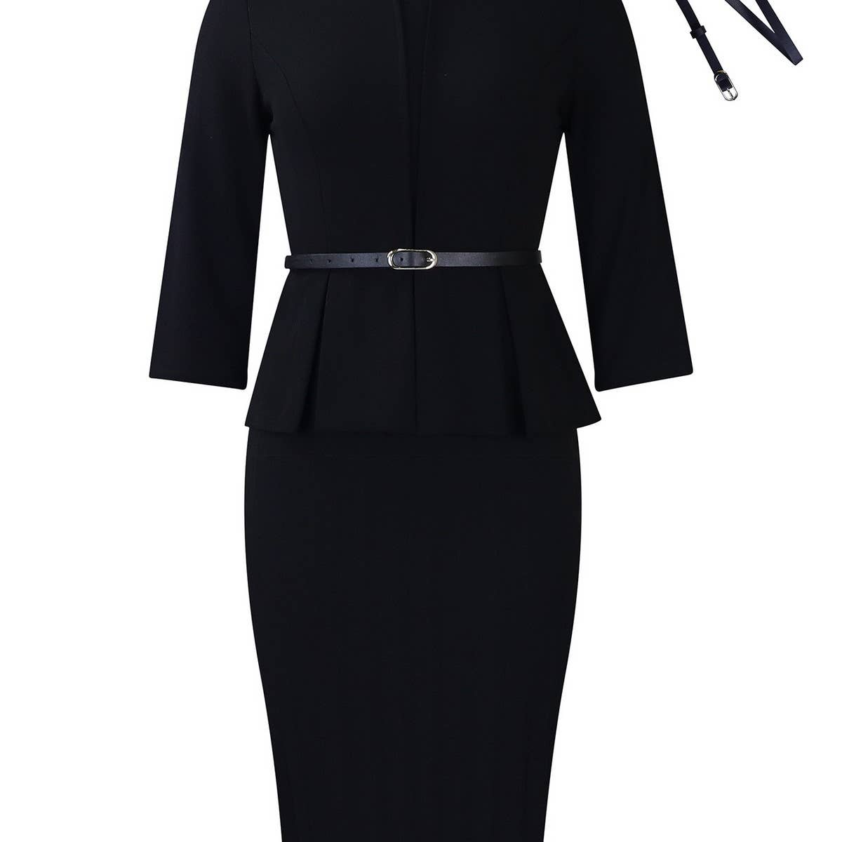 V-NECK RUFFLED HIGH WAIST SLIM COMMUTER DRESS