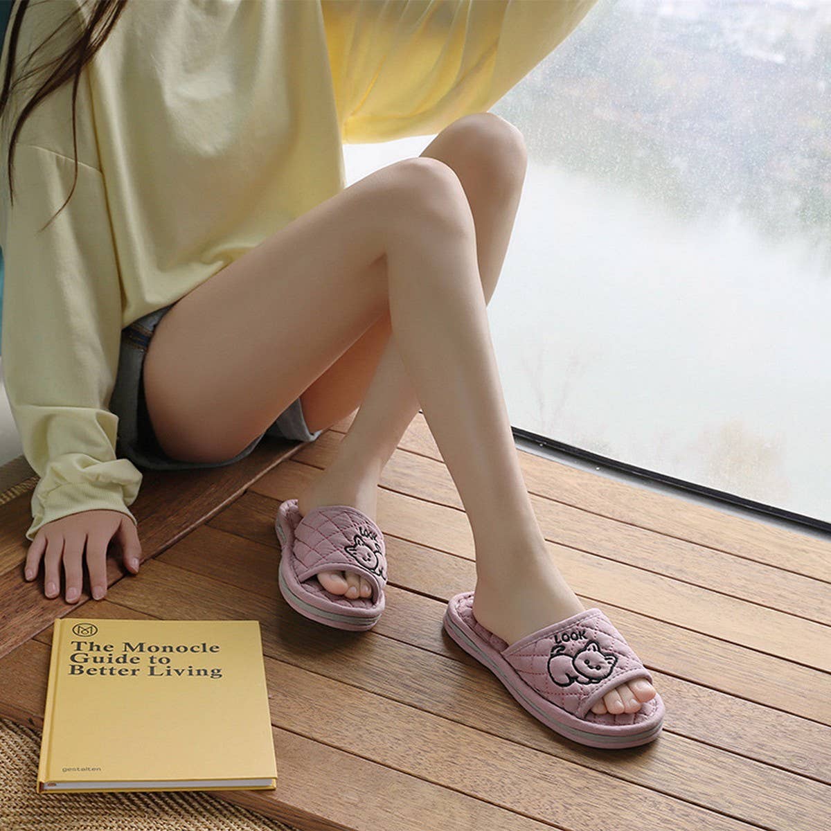 Cute Cat Cotton Handmade Thick Slippers