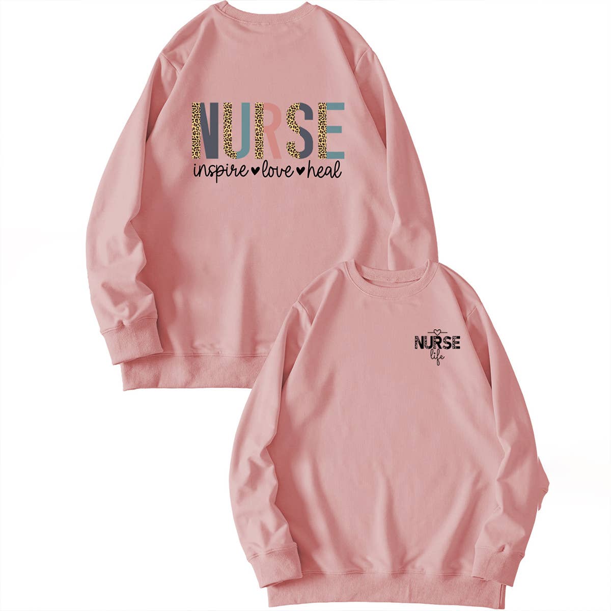 WOMEN NURSE PRINTING RIBBED OVERSIZED PULLOVER_CWTSTL0459