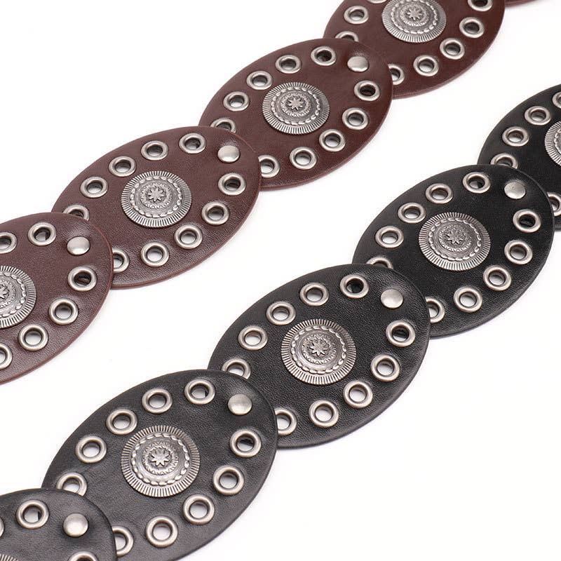 Exaggerated punk-style oval spliced waistband