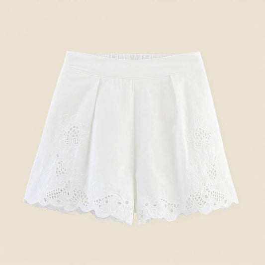 Fashionable and niche embroidered pleated shorts