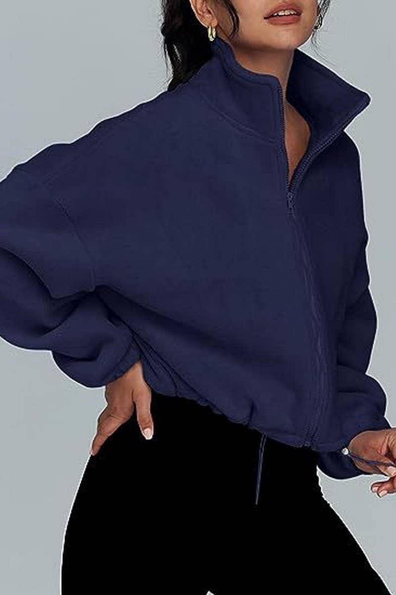 CWOCO00163_ZIPPER STAND COLLAR SPORTS SWEATSHIRT COAT