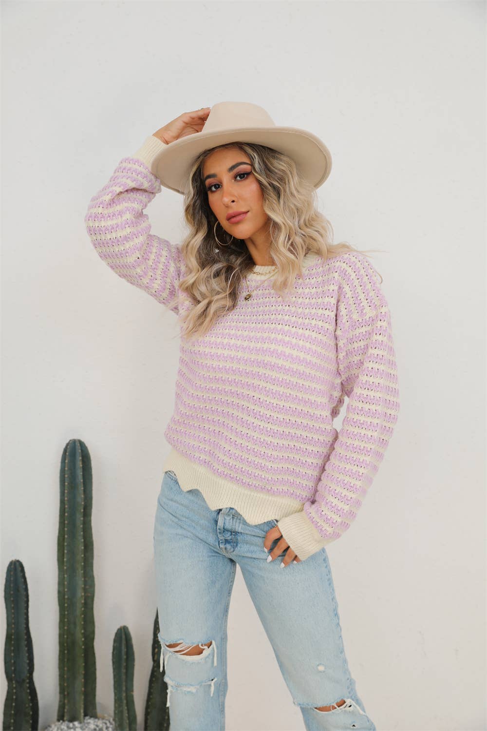 FASHION HOLLOW-OUT PLUS SIZE PULLOVER SWEATER