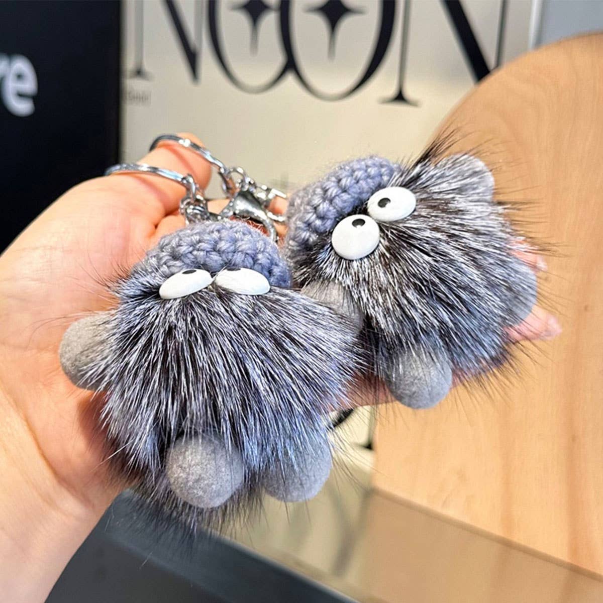 CUTE CARTOON BRIQUETTES CAR KEYCHAIN PENDANT