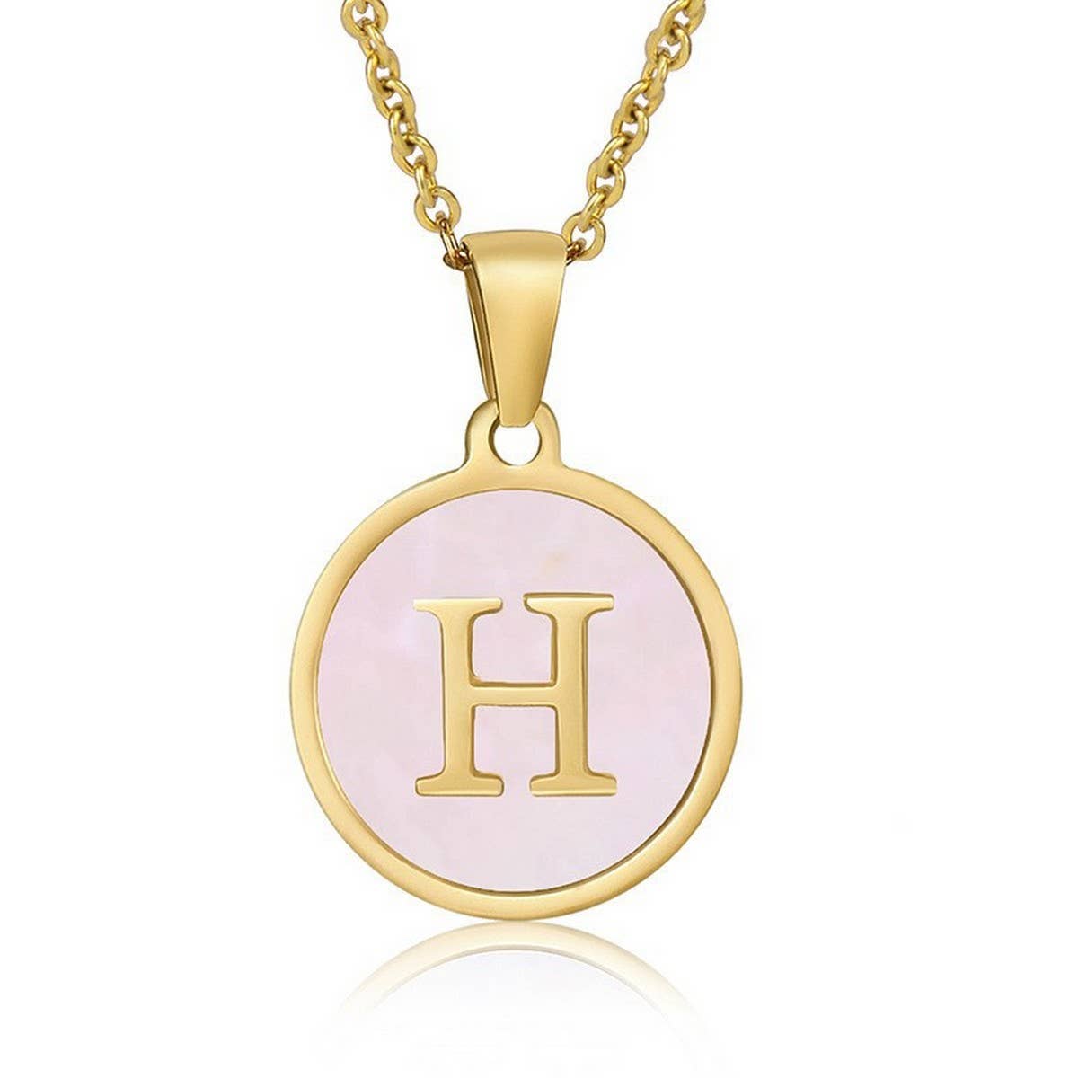 ROUND 18K GOLD STAINLESS STEEL 26LETTERS NECKLACE