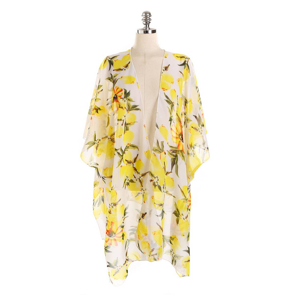 LEMON PRINT OPEN FRONT KIMONO CARDIGAN FOR SUMMER