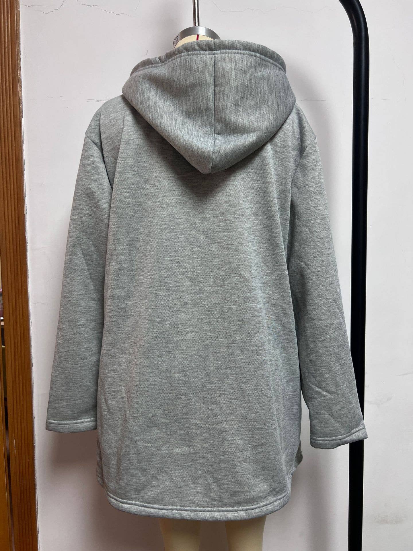 Long hooded coat solid color and velvet coat