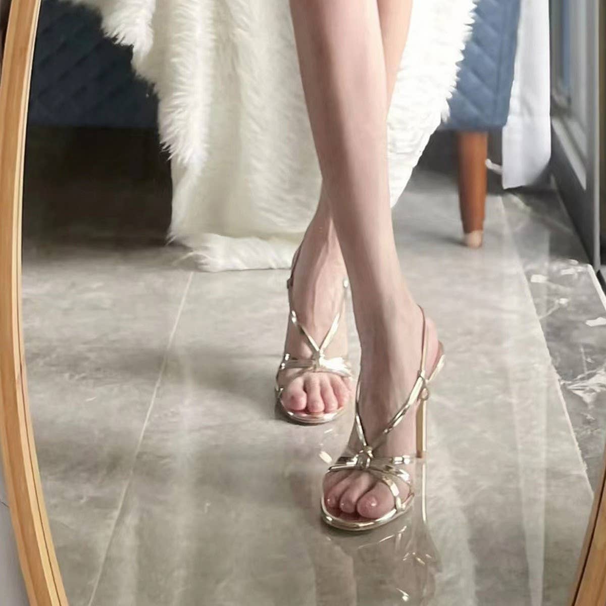 GOLD SLIM HEELS FASHIONABLE VERSATILE HIGH HEELS