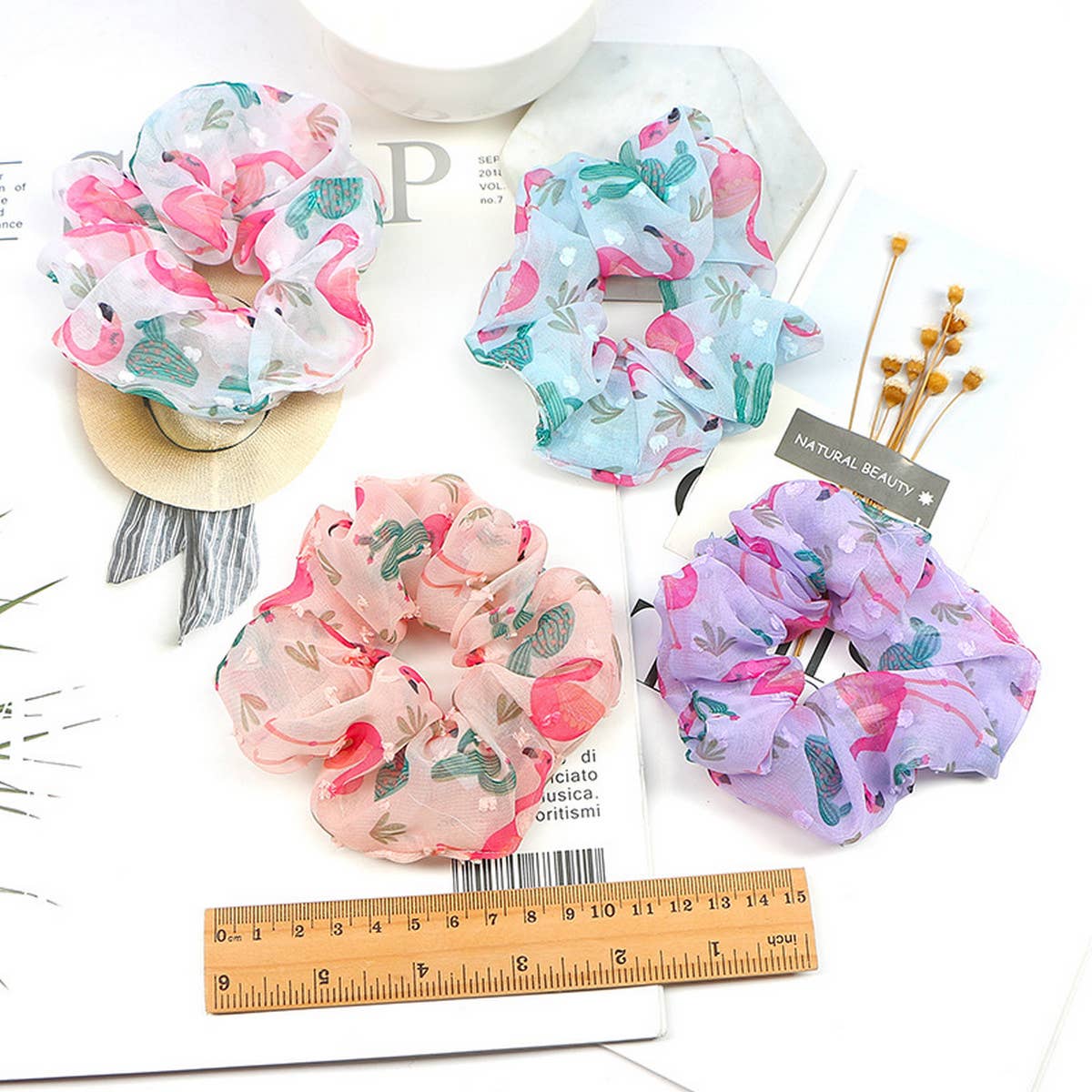 NEW FLAMINGO MESH HAIR TIE_CWAHA1018